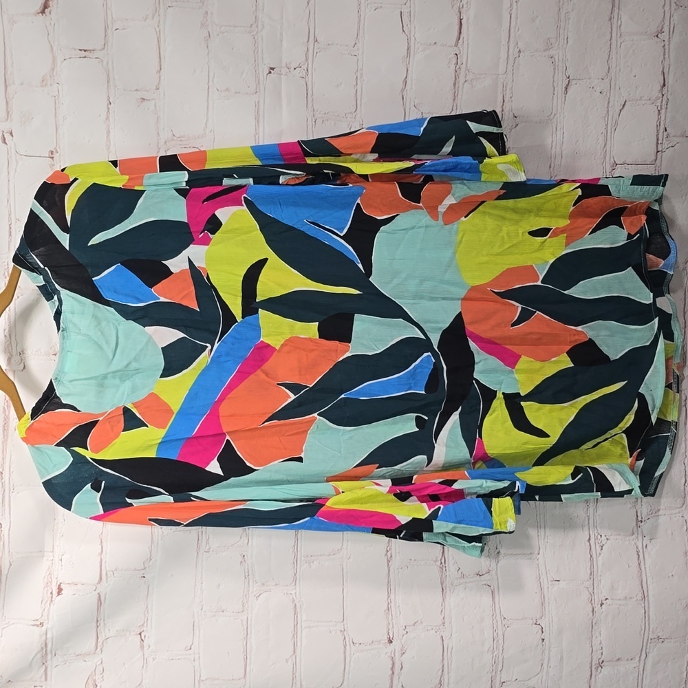 Anne Cole Multicolor Leaf Print Tropical Hawaiian Swimsuit Cover Womens Size M - Picture 6 of 11